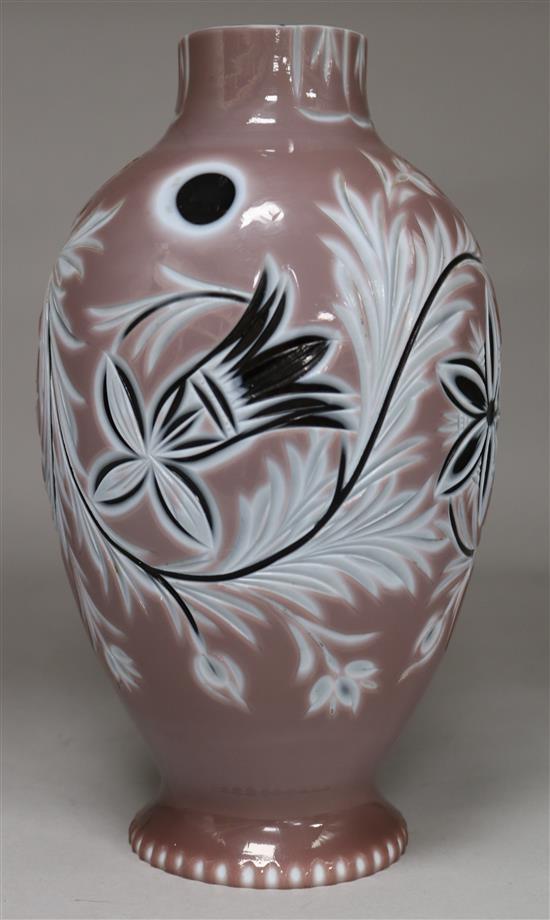 A 1950s overlay glass vase